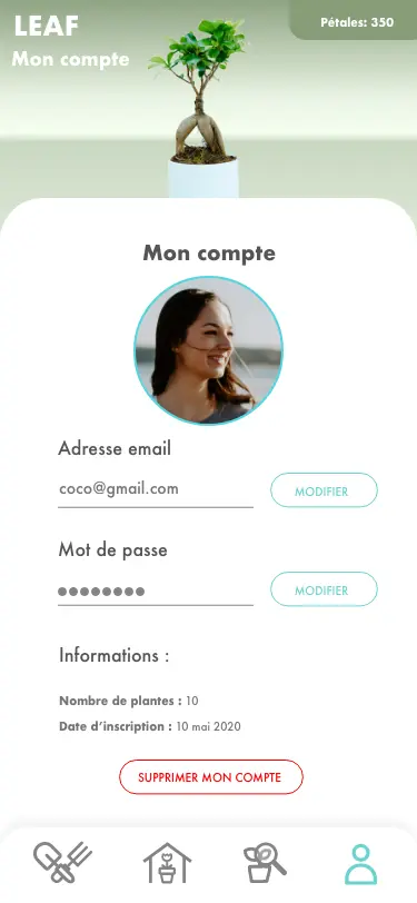 Page Mon compte