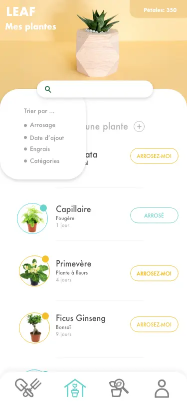 Page Mes plantes tri